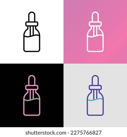 Dropper: bottle with pipette thin line icon. Beauty essence, serum or essential oil. Modern vector illustration for beauty shop.
