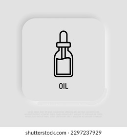 Dropper: bottle with pipette thin line icon. Beauty essence, serum or essential oil. Modern vector illustration for beauty shop.