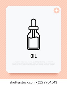 Dropper: bottle with pipette thin line icon. Beauty essence, serum or essential oil. Modern vector illustration for beauty shop.