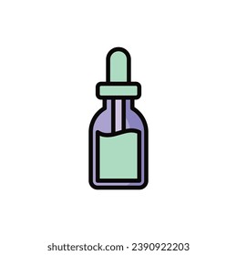 Dropper: frasco con icono de línea delgada de pipeta. Esencia de belleza, suero o aceite esencial. Ilustración vectorial moderna para un taller de belleza.