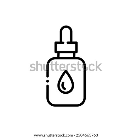Dropper bottle with pipette thin line icon. Beauty essence, serum or essential oil. Modern vector illustration for beauty shop.