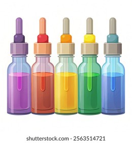 Dropper Bottle Set Colorful on a White.. vector isolated with white background.