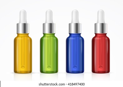 Dropper Bottle Set Colorful on a White. Vector illustration