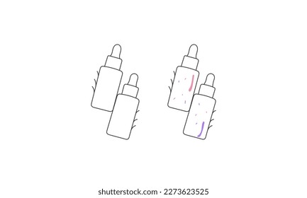 Dibujo vectorial Dropper Bottle ilustración de línea negra sobre fondo blanco. Servicios comerciales de salud médica