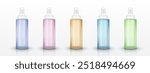 Dropper bottles set with color liquid isolated on white background. Vector realistic illustration of glass vials with pipette for cosmetic serum, oil, essence, eye or face skin care substance package