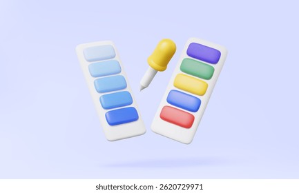 Dropper collection swatch colour icon gradient designer on pastel background. Creative idea graphic artwork Minimal cartoon cute smooth. 3d vector illustration elements