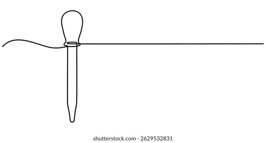 Dropper kontinuierliche einzeilige Zeichnung, durchgehende einzeilige Zeichnung Symbol der Flaschen mit Flüssigkeit, Augentropfen einzeilige Zeichnung, Dropper und Flasche mit Serum oder Öl, Linie. Kosmetisches Produkt in Durchstechflasche.