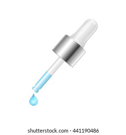 Dropper With Droplet Fluid Isolated on White Background. Vector illustration