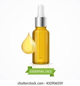 Dropper Essential Oil Bottle. Vector Illustration