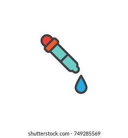 Dropper filled outline icon, line vector sign, linear colorful pictogram isolated on white. Pipette eyedropper symbol, logo illustration. Pixel perfect vector graphics