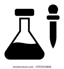 Cargador con matraz, icono del aparato de laboratorio