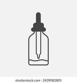 Tropfer Glas Flasche Symbol. Ätherische Ölflasche. Apotheke oder flüssige Medizin. Vektorgrafik