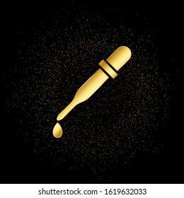 dropper gold icon. Vector illustration of golden particle background.