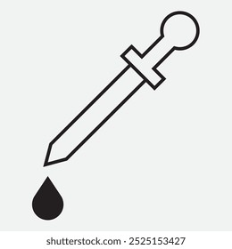 Ícone de conta-gotas. conta-gotas, Selecionador de tintura e ícone de gota de pipeta. ilustração vetorial.