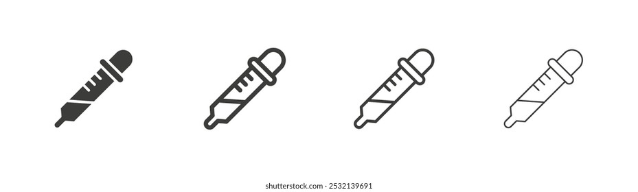 Dropper icon in fill and three stroke sizes
