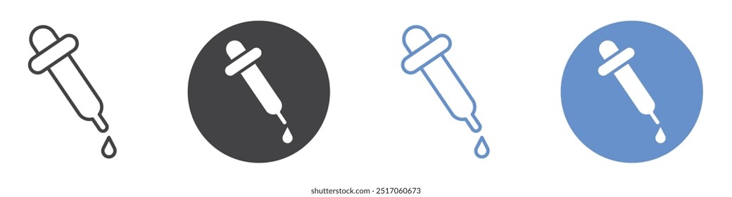Conjunto de símbolos de línea plana de icono de cuentagotas.