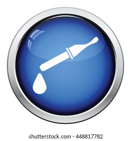 Dropper icon. Glossy button design. Vector illustration.