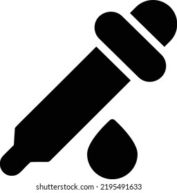 Dropper-Symbol mit Glyph-Stil, Wissenschaftszeichen und Symbol einzeln auf weißem Hintergrund