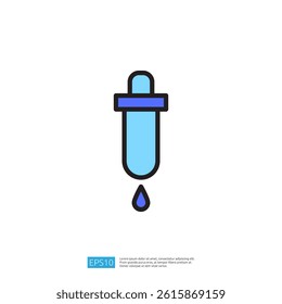 Dropper Icon in Light Blue Color for Scientific and Educational Contexts Representing Laboratory Liquid Measurement