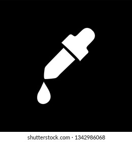 Dropper Icon On Black Background. Black Flat Style Vector Illustration.