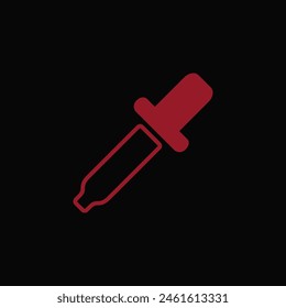 Dropper Icon red color with black background eps 