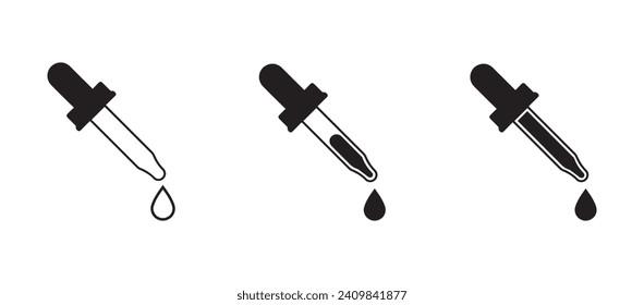 Dropper-Symbol-Set, Pipette-Vektorsymbol, Eyedropper-Piktogramm in flachem Design