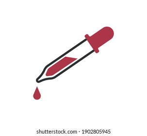 Dropper icon. Sign pipette isolated on white background. Eyedropper pictogram in flat design. Vector illustration
