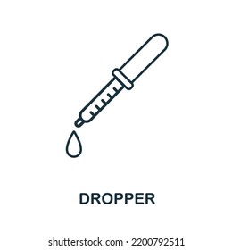 Icono de Dropper. Elemento simple de la colección de servicios médicos. Icono de Dropper monocromo relleno para plantillas, infografías y banners