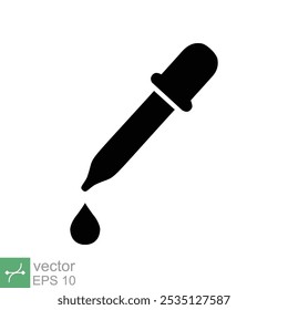 Dropper icon. Simple flat style. Pipette, eye drop, medicine, bottle, eyedropper, lab, droplet, science design. Vector illustration isolated on white background. EPS 10.