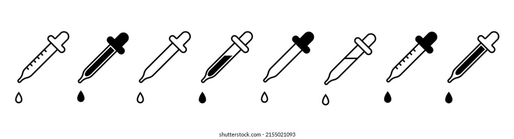 Dropper icon. Tincture picker icon collection. Pipette signs set. Dropper isolated icons collection. Stock vector. EPS 10