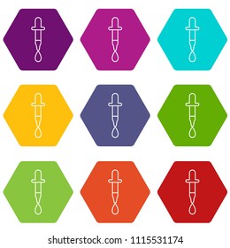 Dropper icons 9 set coloful isolated on white for web