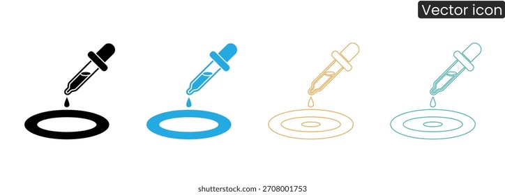 Dropper icons in multiple colors offer versatility for scientific, medical, or lab-themed designs. Ideal for branding, presentations, and educational materials.