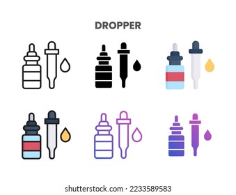 Iconos de gotograma línea de conjunto de ilustración, plano, glifo, gradiente de color de línea. Ideal para web, aplicación, presentación y más.
