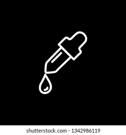 Dropper Line Icon On Black Background. Black Flat Style Vector Illustration.