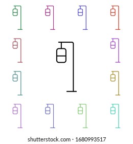 Icono de estilo multicolor de línea de gotero. Línea delgada simple, contorno vector de iconos de hospital para ui y ux, sitio web o aplicación móvil