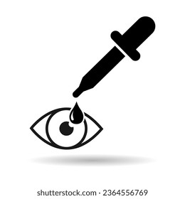 Dropper liquid shadow icon, medicine health tool web symbol, test fluid design vector illustration .