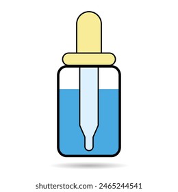 Dropper liquid shadow icon, medicine health tool web symbol, test fluid design vector illustration .