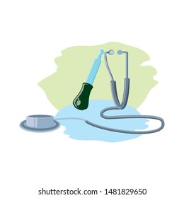 dropper medical tool with stethoscope