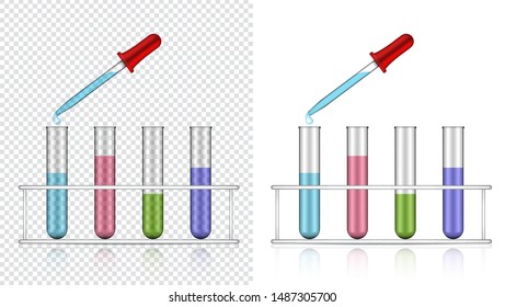 Dropper Mock Up Realistic Transparent Test Tube Plastic Or Glass For Science And Learning Background Illustration