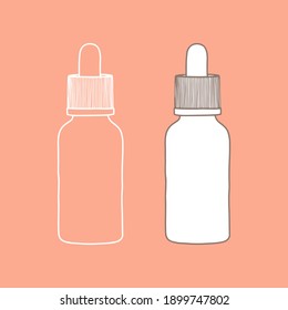 A dropper outline mockup. Cosmetic, vector illustration.