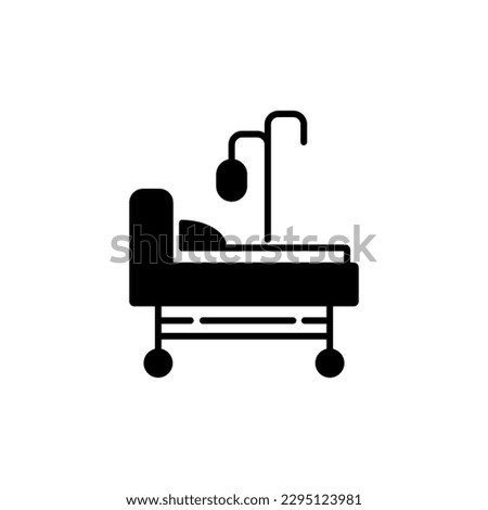 Dropper over Hospital Bed Filled Icon. Editable stroke. Suitable for various type of design, banners, infographics, stores, shops, web sites