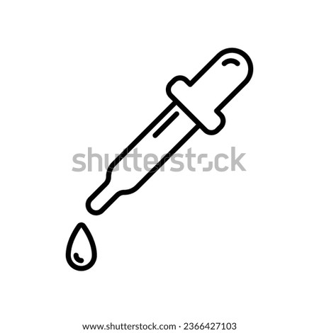 Dropper picker lab Line icon style. Pipette with liquid eye dropper medical. Droplet test in science chemical laboratory for web, app symbol. Vector illustration. Design on white background. EPS 10