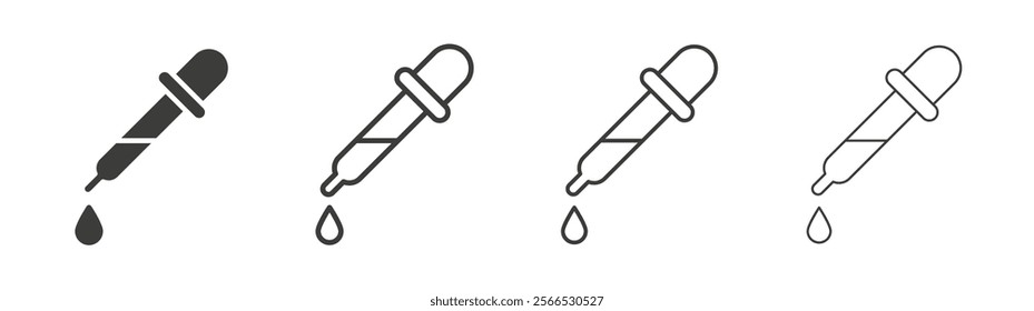 Dropper pipette icon collection for website design, app, UI design.
