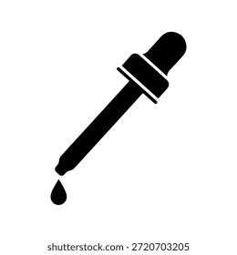 Dropper Pipette Symbol mit Flüssigkeitstropfen kosmetischen Serum-Werkzeug medizinischen Glas Vektor