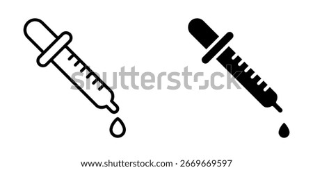 Dropper pipette Icon set. Symbol isolated white background. vector illustration. color editable.