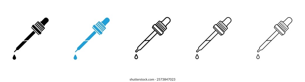 Dropper pipette icons in filled and 3 stroke weights