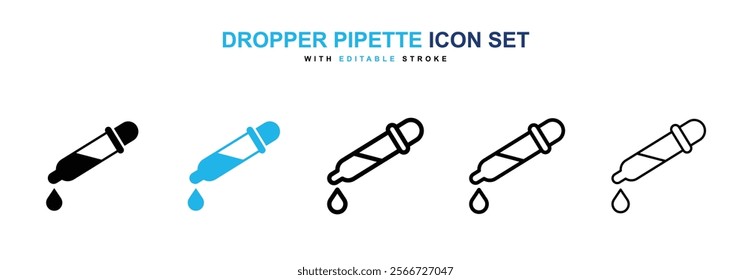 Dropper pipette icons vector collection pack.