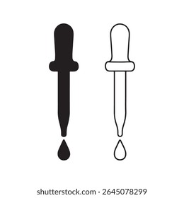 Silhueta conta-gotas e arte vetorial.gota linha, cor, linha, conta-gotas, pictograma, branco, plano, design, paleta, gráfico, arte, site, amostra, líquido, seleção, fundo, silhueta, ícone.