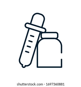dropper and test bottle icon over white background, line style, vector illustration