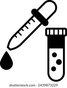 Tropfer mit Test TubeVector Umriss Design, Biochemie Symbol, Biologische Prozesse Zeichen, Biowissenschaft und Technik Stock Illustration, Lab Sample Picker Konzept